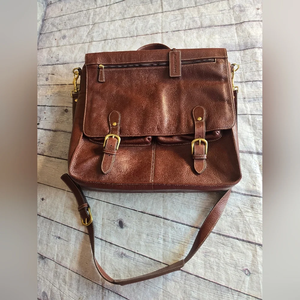 AUSTIN REED BROWN LEATHER CROSBODY LAPTOP/BRIEFCASE MAN MESSENGER BAG